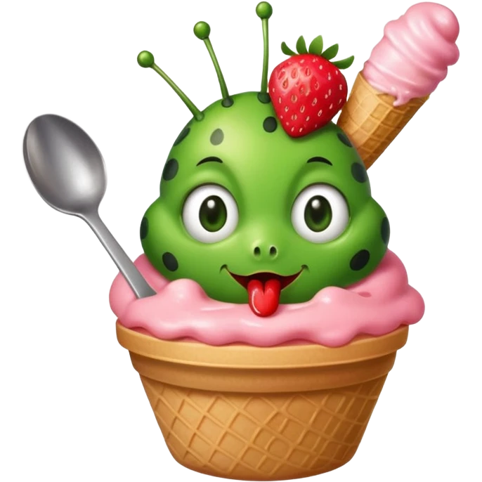 Bug eating ice cream emoji