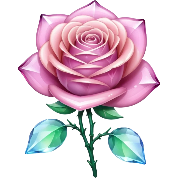 Sparkly glossy Pastel  glass crystal rose flower  emoji