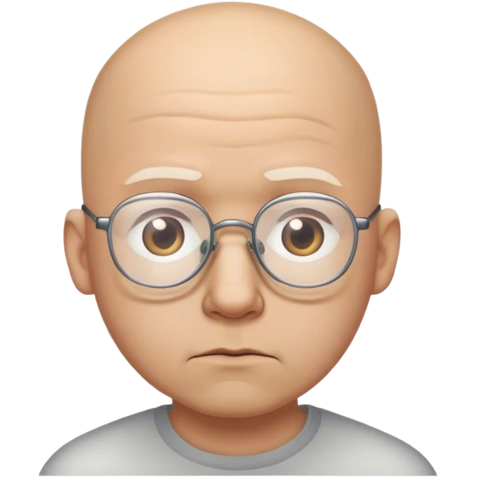 a sad man who is bald with glasses emoji