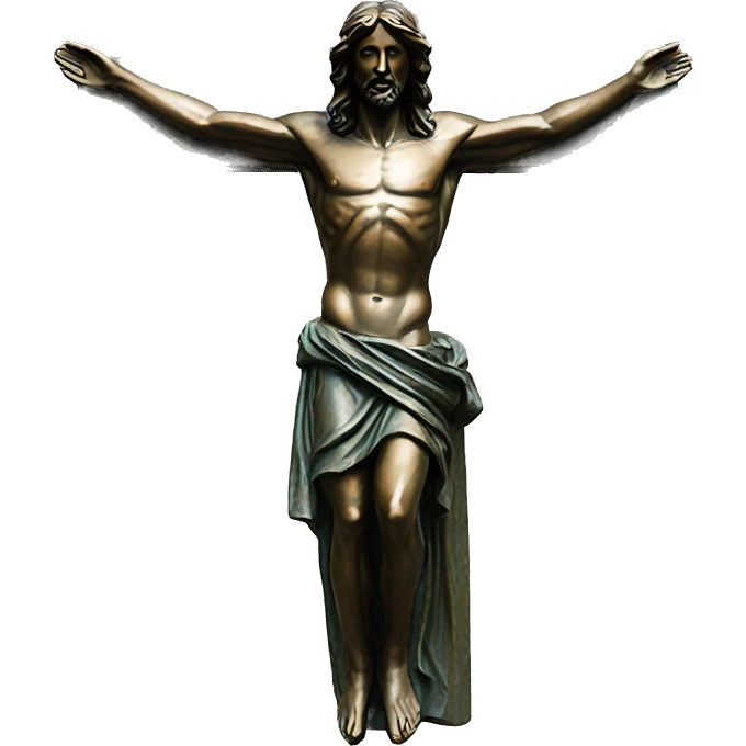 christ body statue bronze flying emoji