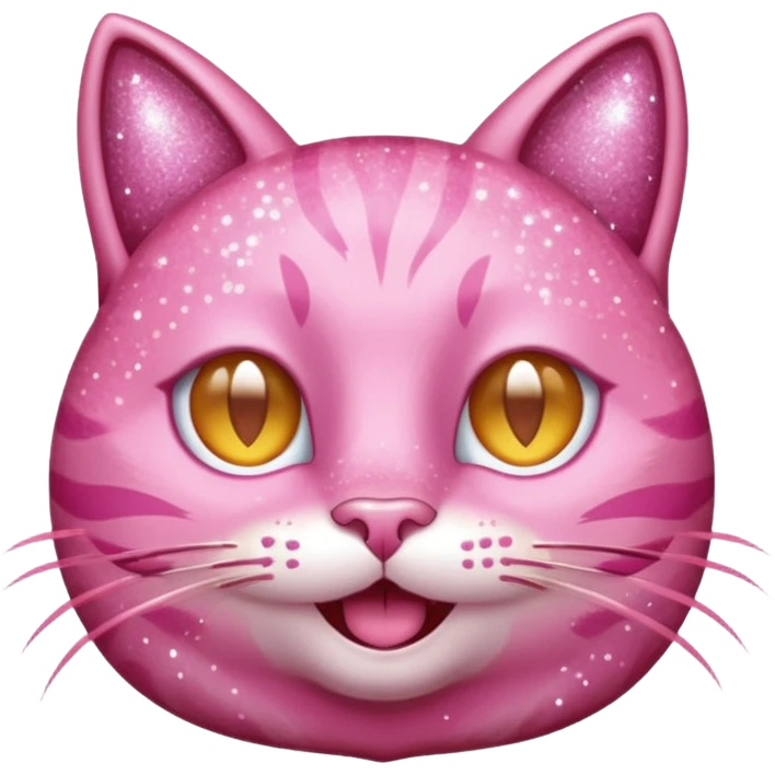 glitter pink cat happy winking emoji