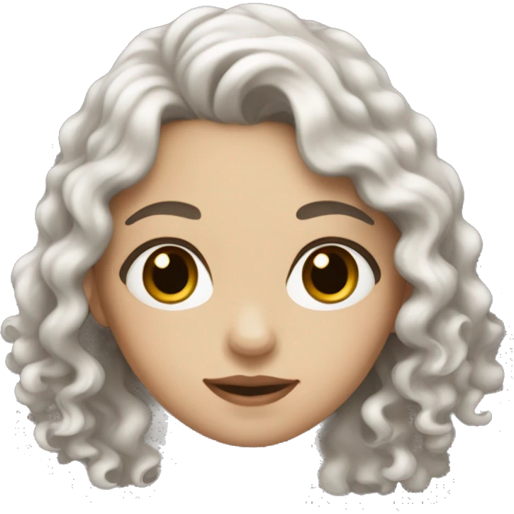 White skin girl with brown slight curly hair and black eyes  emoji