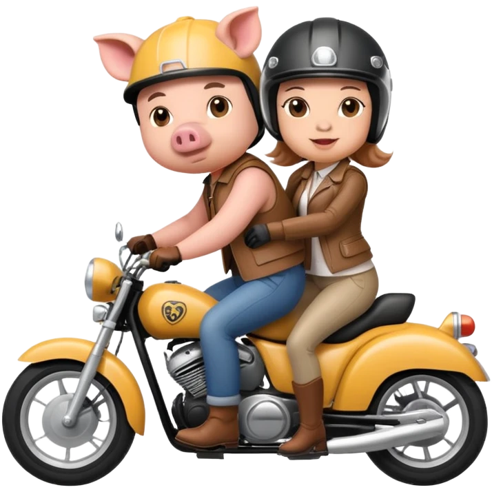 pig couple riding a motorbike together emoji