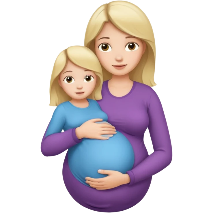 pregnant girl holding three children emoji