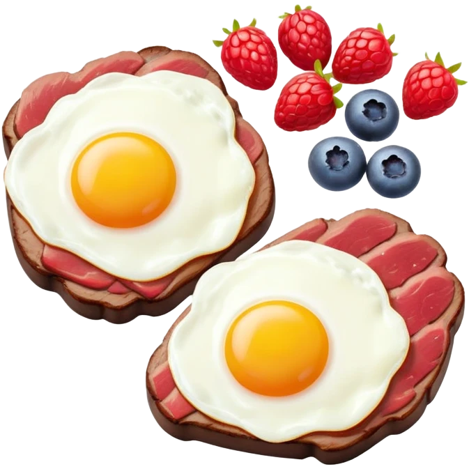 Steak, eggs and berries emoji