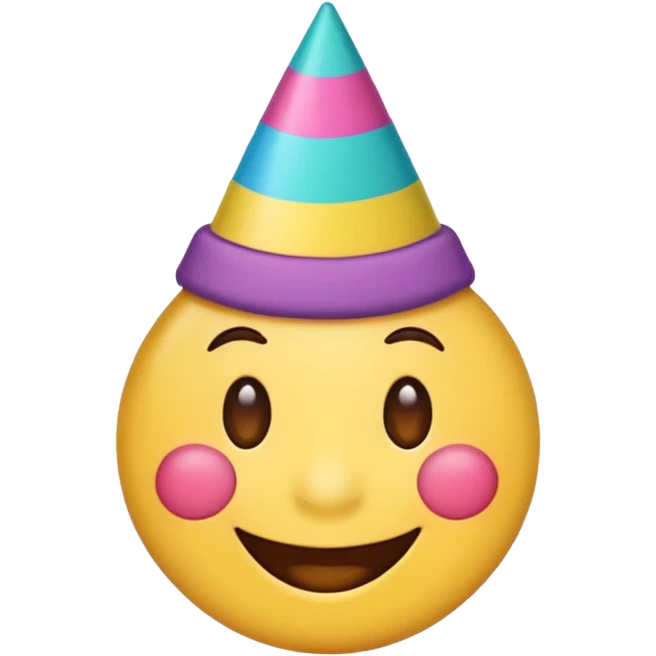 cartoon sticker of a party emoji with party hat, colorful and cheerful, no text, suitable for WhatsApp and Instagram emoji