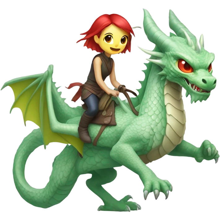 chinese dragon [politically incorrect, ( { female, alien, color: light green, hair:red, eyes:cat} ] on a [{ white dragon}]) emoji