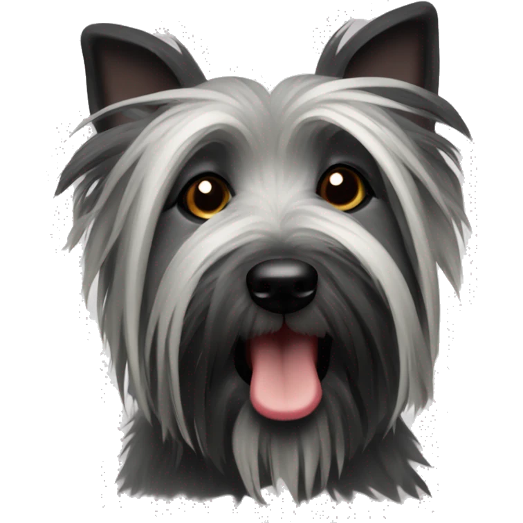 Skye terrier dog with dark fur around mouth emoji