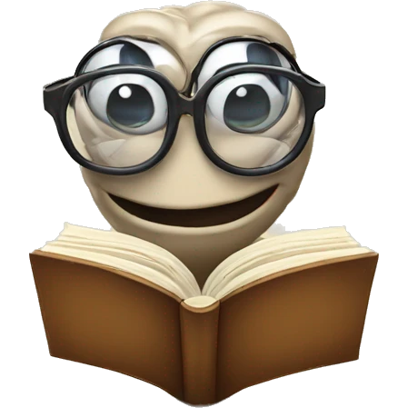 worm with glasses reading a book. Classic emoji style emoji