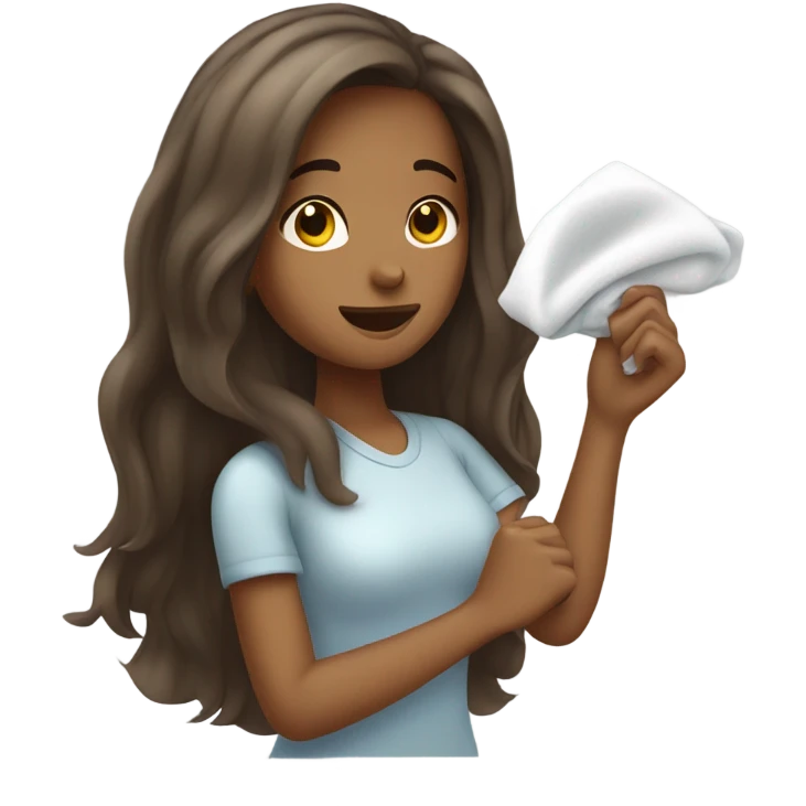 Long hair brown girl cleaning emoji