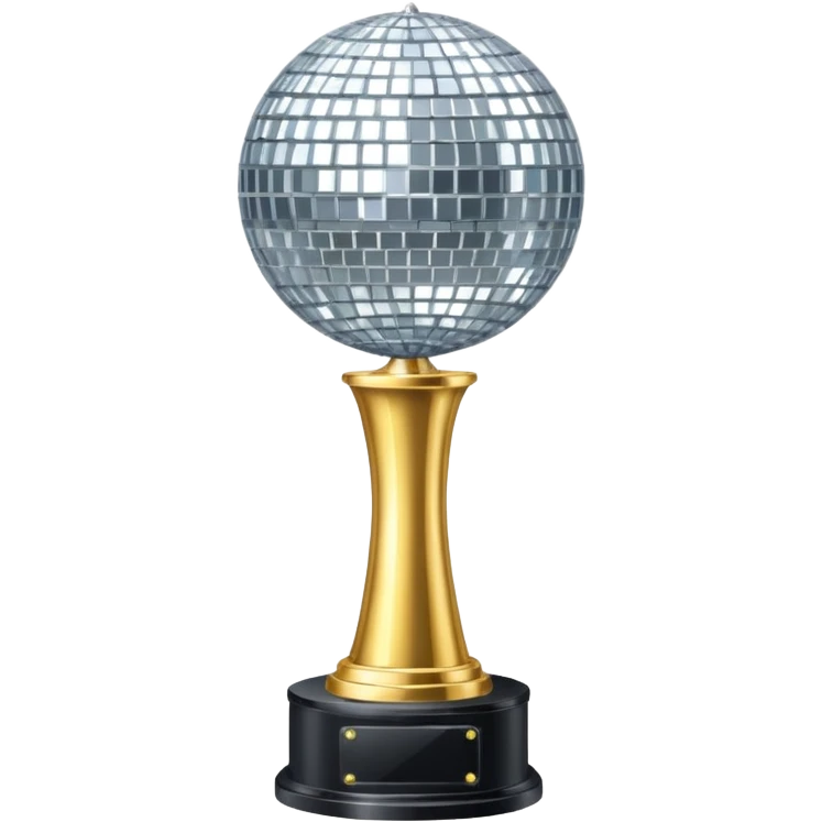 Tall Competition trophy with a silver disco ball on top emoji
