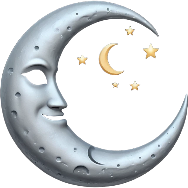 
iOS style emoji, minimal crescent, dark fantasy moon, flat emoji