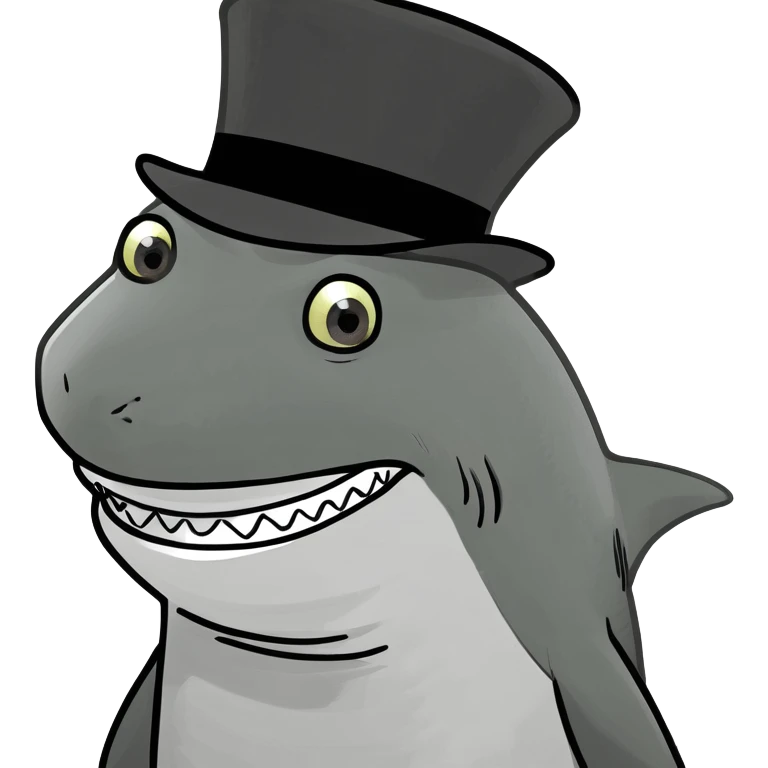 Shark with a top hat emoji