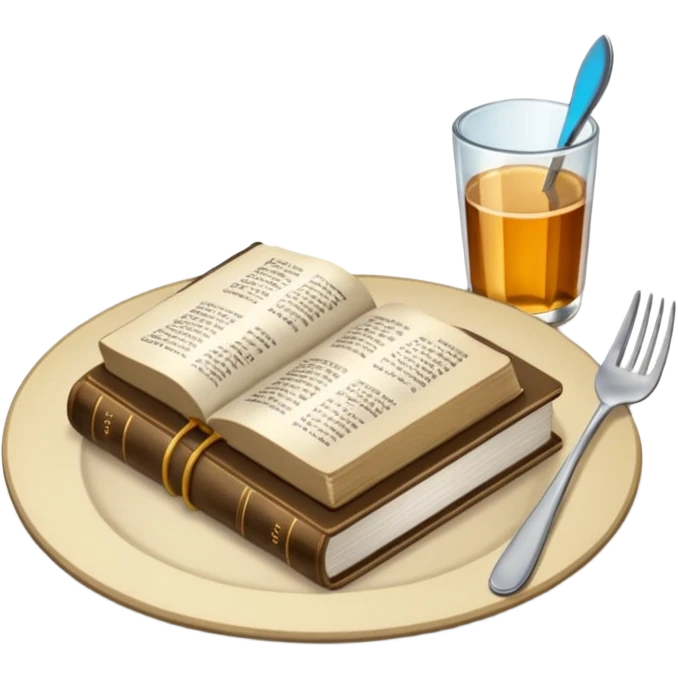 Make a plate of food, with cutlery beside it, and on top of the plate make a Bible. I don't want any glasses, and I want the Bible to be open. emoji