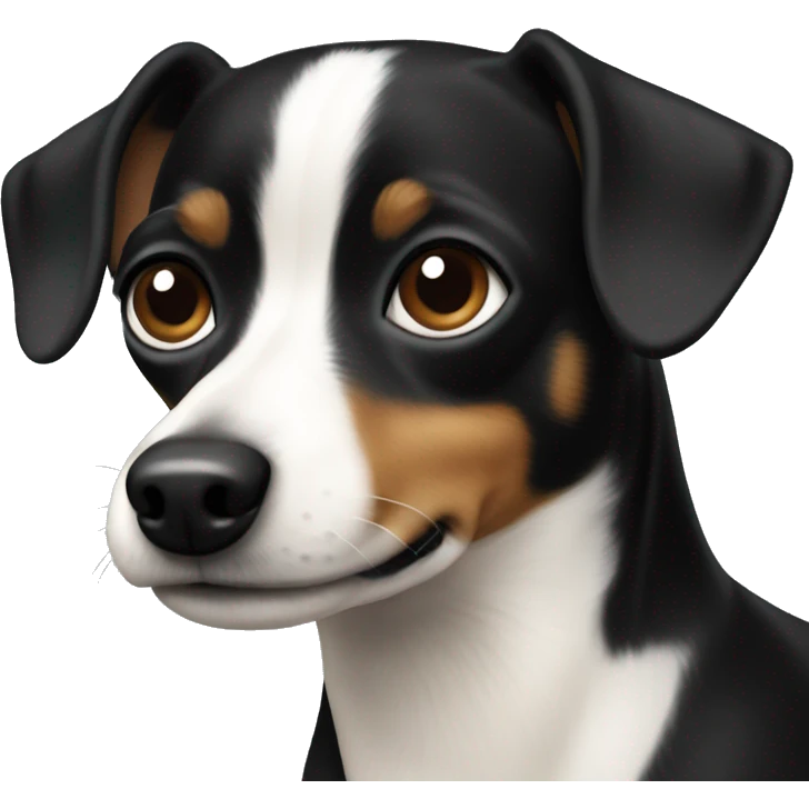 Black Chiweenie with white emoji