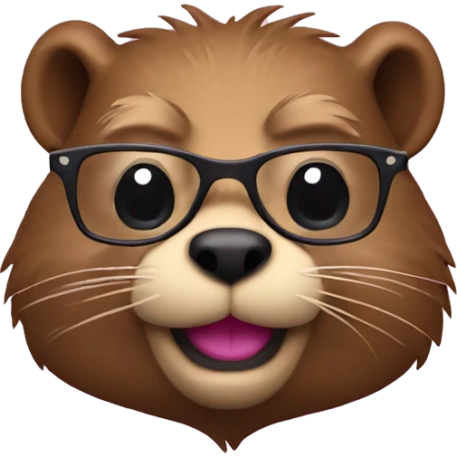 beaver in glasses with pink bunt emoji
