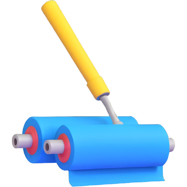 paint roller with blue paint on roller emoji