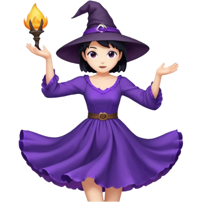 crie uma bruxinha de anime dançando emoji