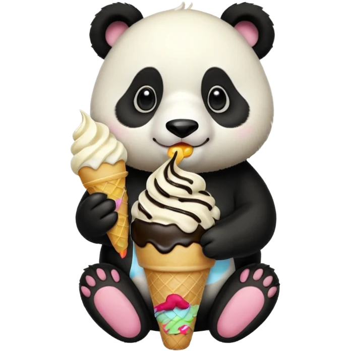 Panda eating ice cream emoji