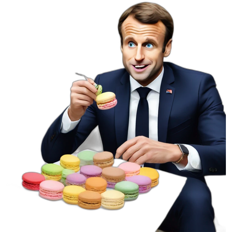 emmanuel macron eating macaron emoji