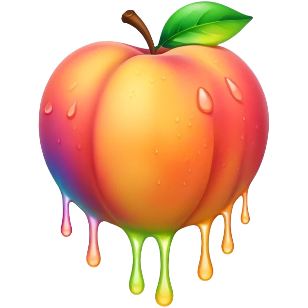 Wet rainbow dripping peach emoji