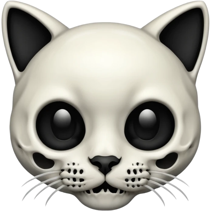 Dark Cute Cat skull black silver  emoji