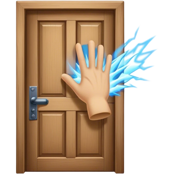 A closed door with a hand knocking on it. Because success isn’t about waiting—it’s about knocking until someone answers.blue power magic on knocking emoji