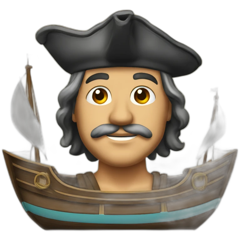 cristopholus columbus in a ship emoji