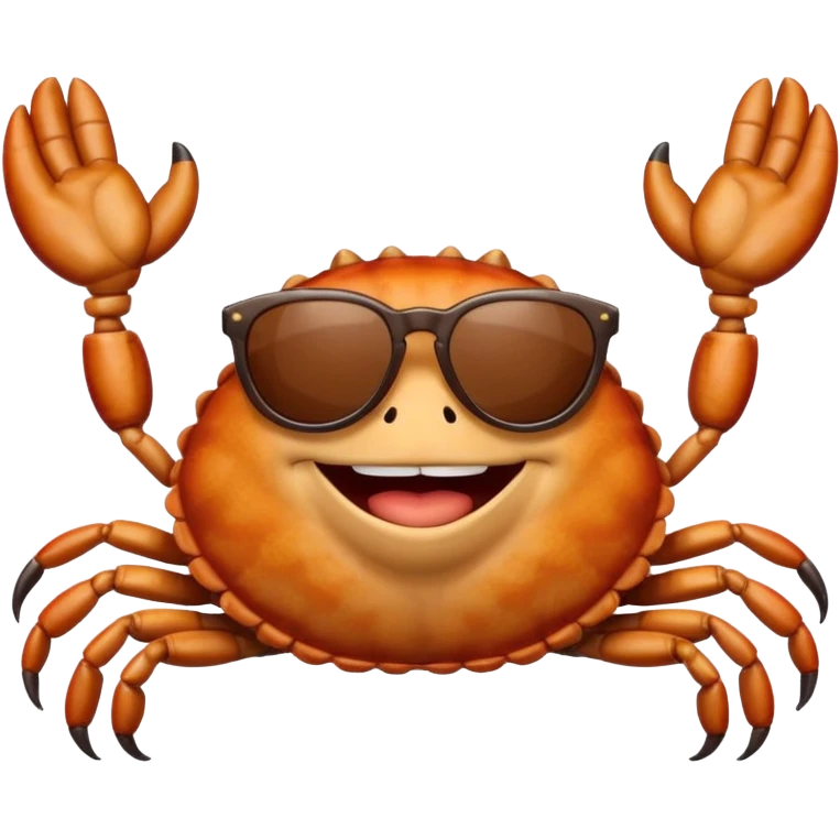 Alaska crab are moving wearing a sunglass and say hi emoji