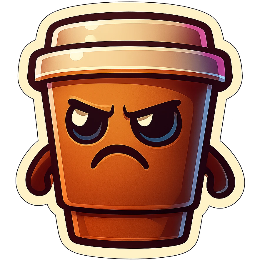 Tall coffee cup, annoyed, disturbed, disgusted emoji