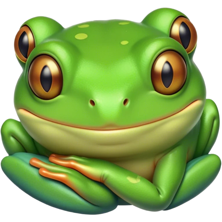 Meme-Worthy Cute Sleeping Green Tree Frog Portrait Emoji, Head resting peacefully with a contented smile, showcasing a compact, vividly green body with softly closed, serene eyes, Simplified yet adorably endearing features, highly detailed, glowing with a soft, drowsy jungle light, high shine, relaxed and utterly lovable, stylized with an air of playful laziness, soft glowing outline, capturing the essence of a sleeping green tree frog that feels destined to become the next viral icon of adorable rest! emoji