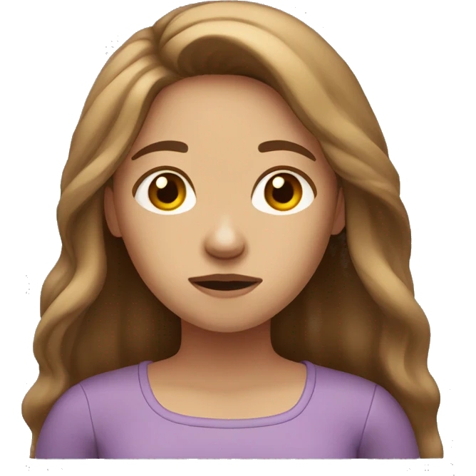 Make 2 emoji: 1. A light-skinned girl with long brown hair, looking stressed.
 emoji