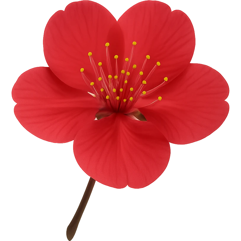 show one red cherry blossom, remove background emoji