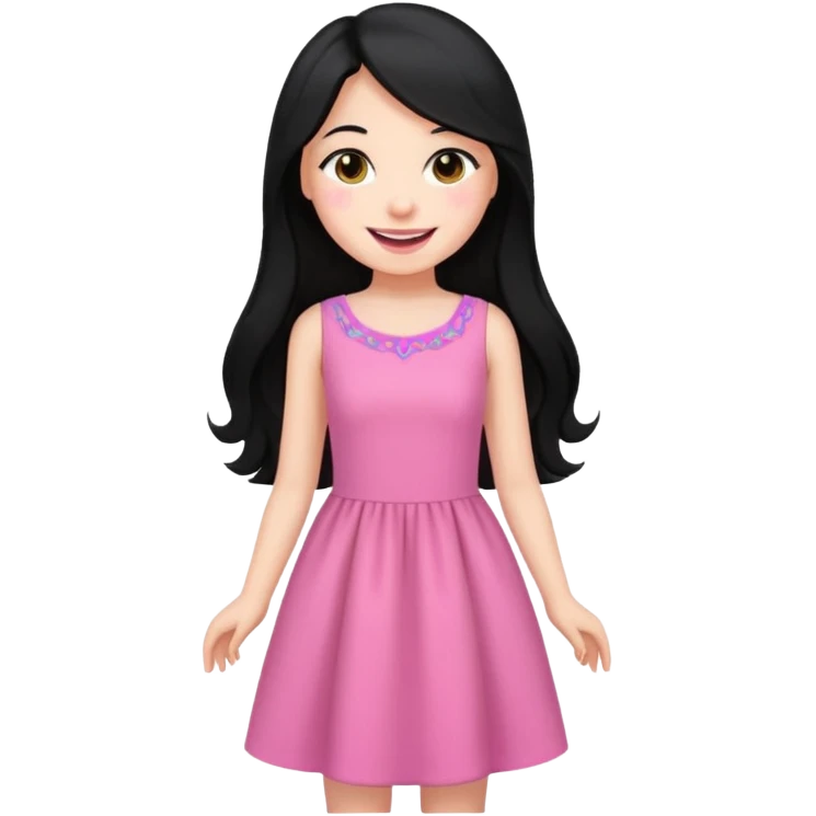 Long black hair girl wearing a dress being a girly girl  emoji