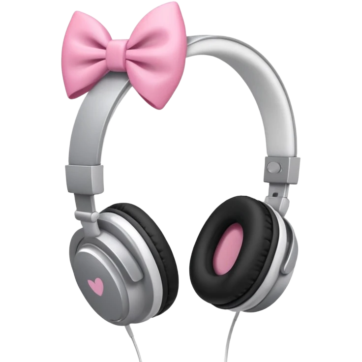 White headphones with pink bow emoji