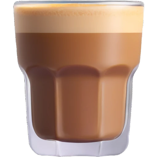 Small 4.5 ounce Gibraltar glass with cortado espresso drink, correctly sized small tumbler glass with espresso and milk emoji
