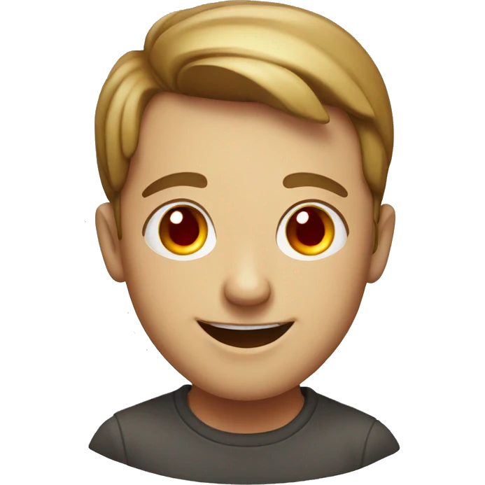 A smiling emoji with low red eyes emoji