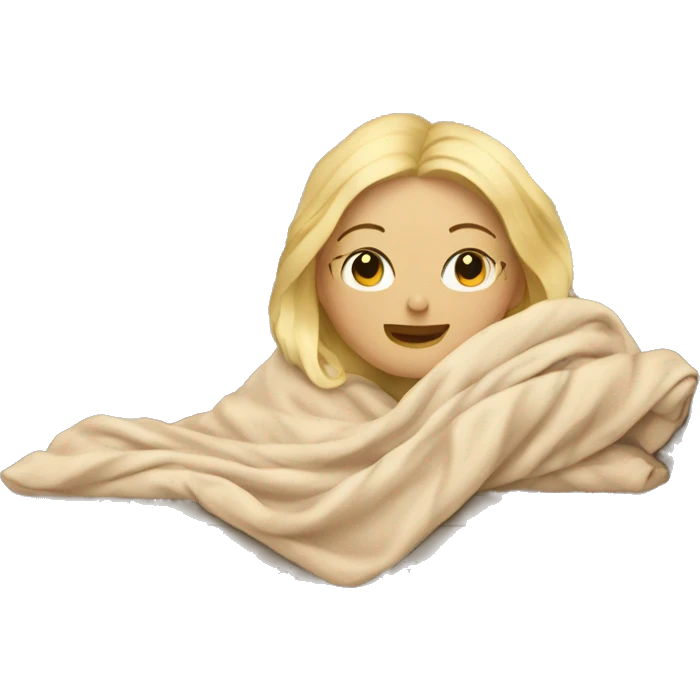 Blonde Woman laying on the couch with a blanket emoji