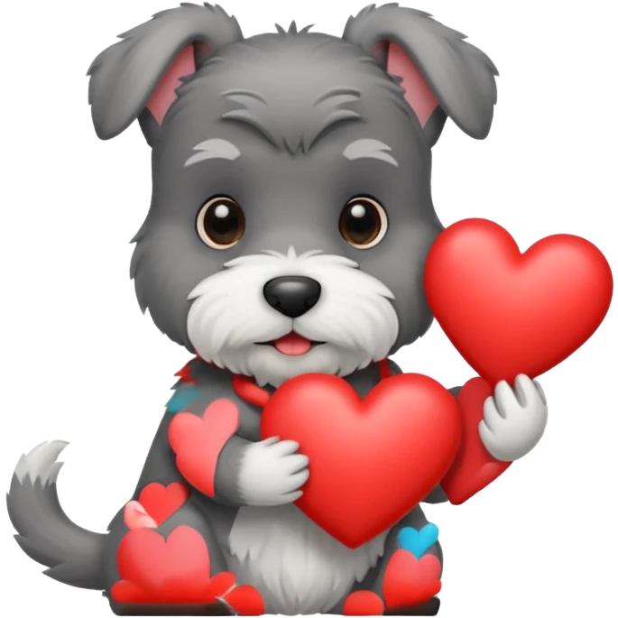 Schnauzer holding a heart emoji