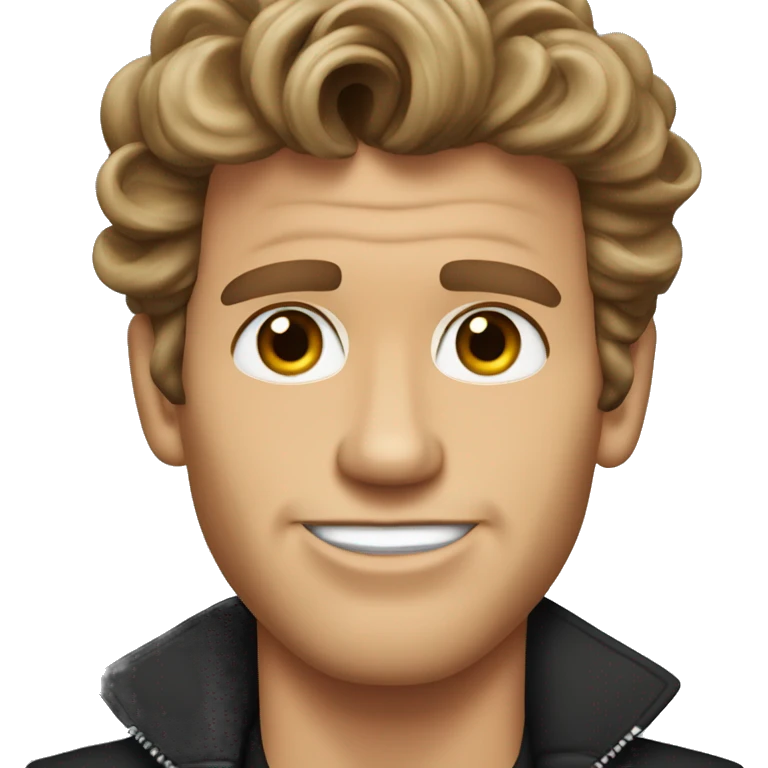 Jeff conaway grease with brown hair curled in middle of forehead  emoji