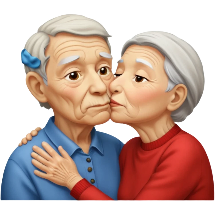 Crea un viejito besando a un joven emoji