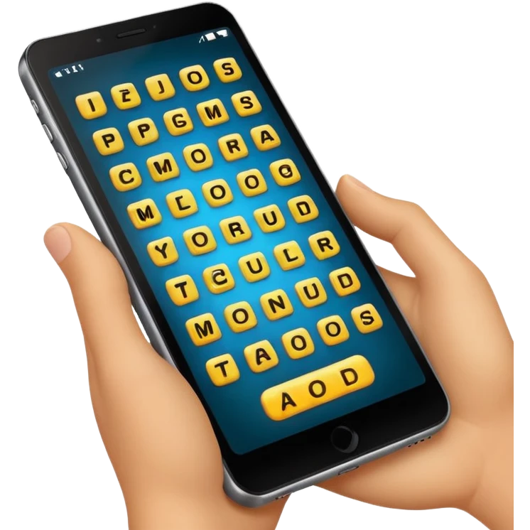 a phone showing a word game being played on it  emoji