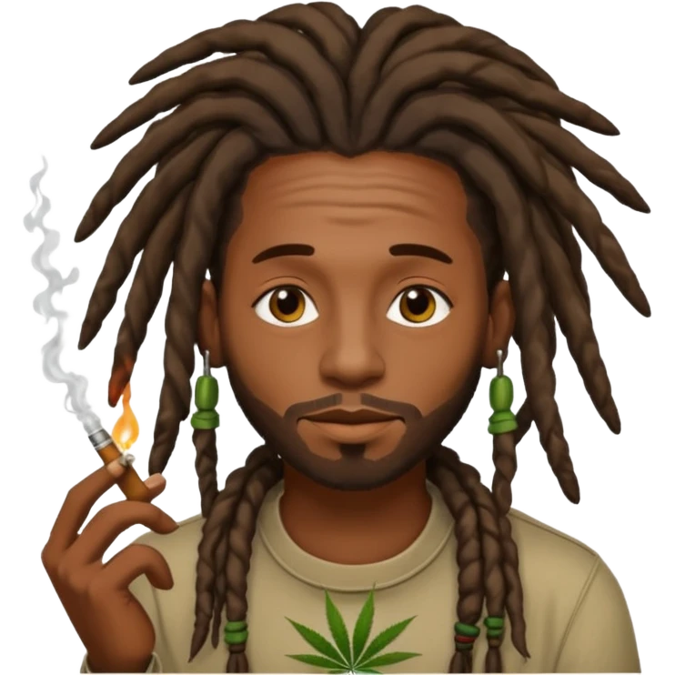 Black guy with dreads smoking weed emoji