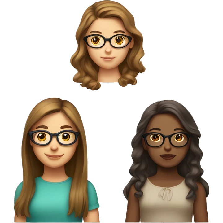 two girls, first with brown hair and glasses,second girl with fair hair and complexion  emoji
