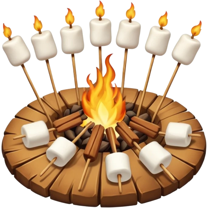 campfire, with marshmallows on skewers emoji