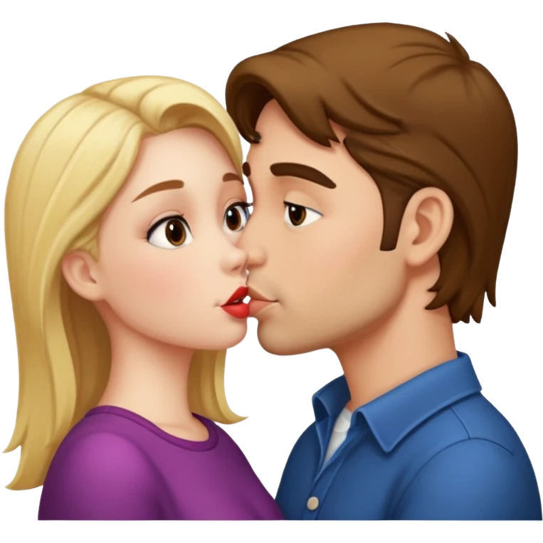 Girl sitting on man, kissing emoji