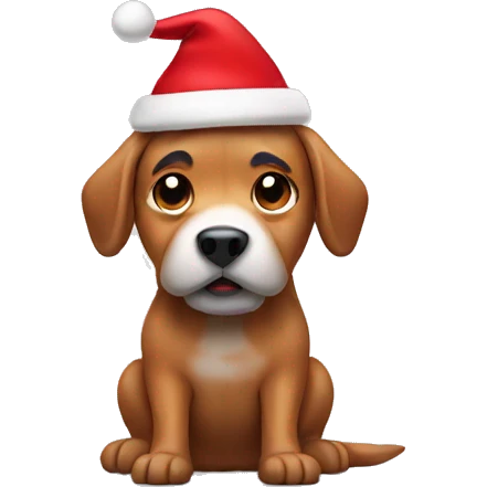 Dog pooping in Christmas hat  emoji