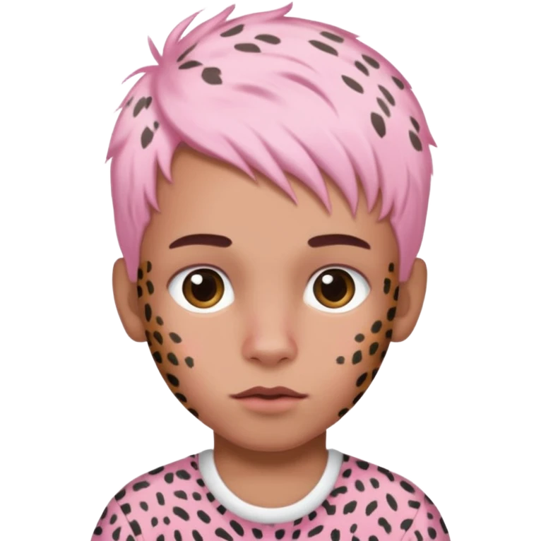 boy with baby pink leopard print hair ￼ emoji