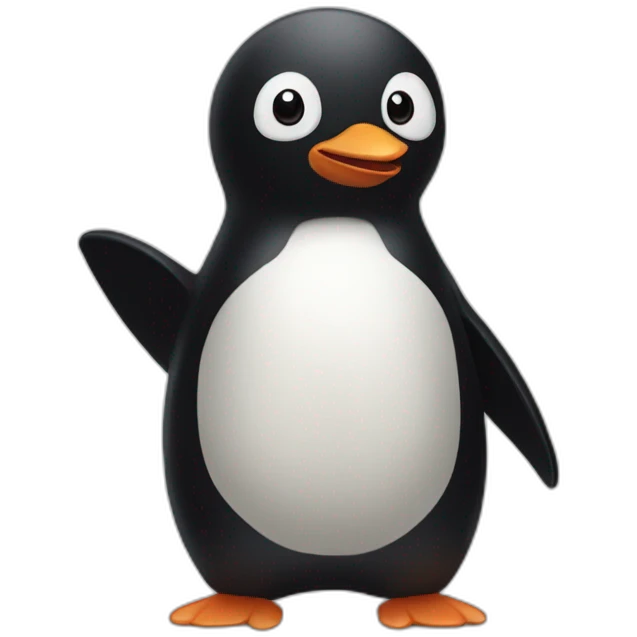 Little Penguin playing with black dog emoji