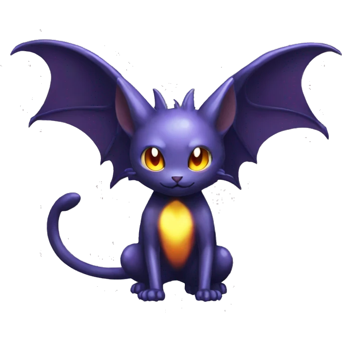 Shiny Fire-Type-Dark-type-Poison-type-Fakémon-Bat-Cat full body emoji